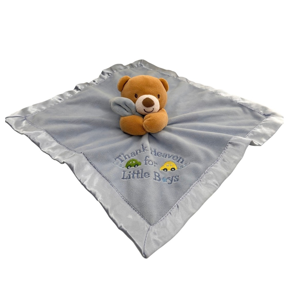 Baby Starters Bear Lovey Thank Heaven Little Boys Blue Security Blanket Satin